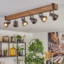 Lampes Industrielles-hofstein Pehefito Plafonnier, Spot de plafond Brun, Gris, 6 lumières