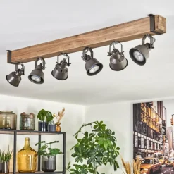 Lampes Industrielles-hofstein Pehefito Plafonnier, Spot de plafond Brun, Gris, 6 lumières