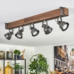 Lampes Industrielles-hofstein Pehefito Plafonnier, Spot de plafond Brun foncé, Gris, 5 lumières