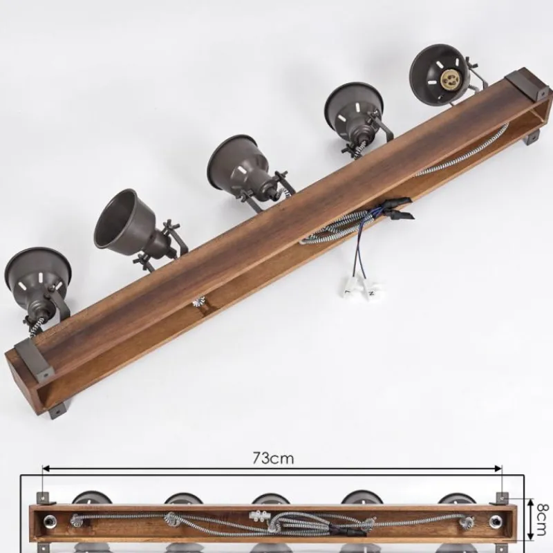 Lampes Industrielles-hofstein Pehefito Plafonnier, Spot de plafond Brun foncé, Gris, 5 lumières