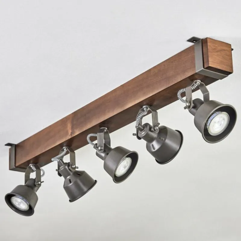 Lampes Industrielles-hofstein Pehefito Plafonnier, Spot de plafond Brun foncé, Gris, 5 lumières