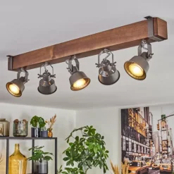 Lampes Industrielles-hofstein Pehefito Plafonnier, Spot de plafond Brun foncé, Gris, 5 lumières