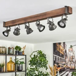 Lampes Industrielles-hofstein Pehefito Plafonnier, Spot de plafond Brun foncé, Gris, 6 lumières