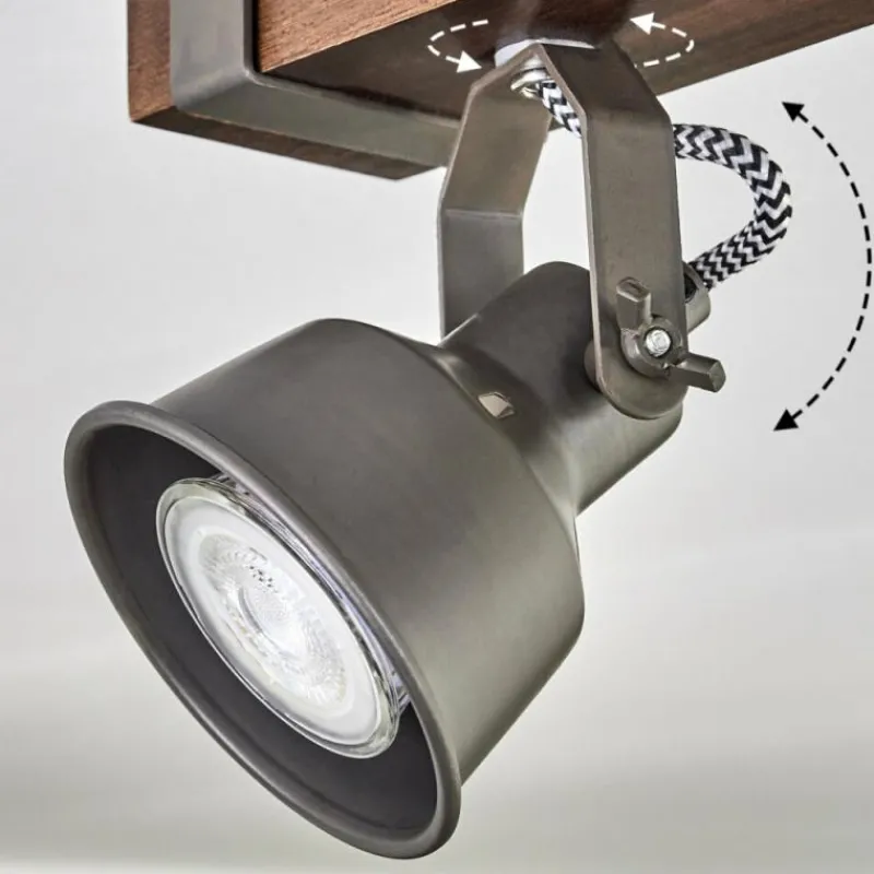 Lampes Industrielles-hofstein Pehefito Plafonnier, Spot de plafond Brun foncé, Gris, 6 lumières