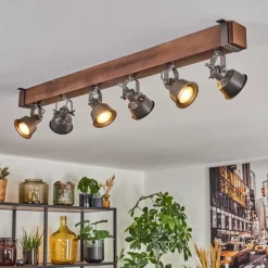 Lampes Industrielles-hofstein Pehefito Plafonnier, Spot de plafond Brun foncé, Gris, 6 lumières