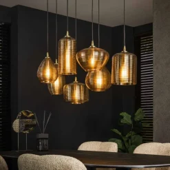 hofstein Pendelleuchte Suspension Anthracite, 7 lumières