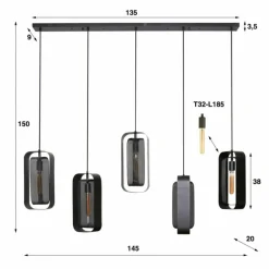 hofstein Pendelleuchte Suspension Anthracite, 5 lumières* Suspensions