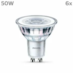 Luminaires Philips Philips Classic Lot de 6 LED GU10 4,6 watt 4000 kelvin 390 lumen