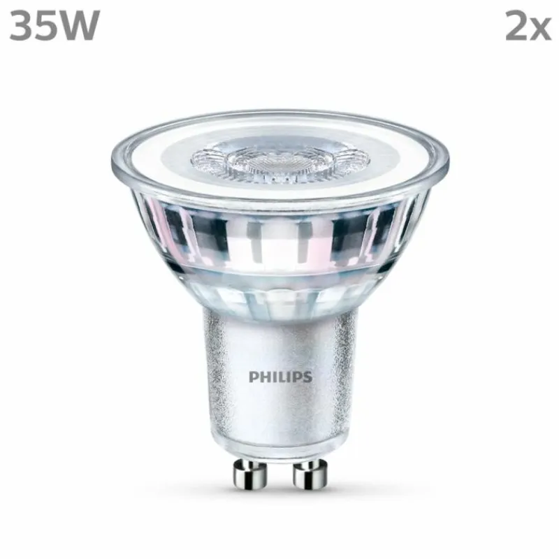 Luminaires Philips Philips Classic Lot de 2 LED GU10 3,5 watt 4000 kelvin 275 lumen