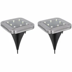 Luminaires Globo Lighting pieu de terre Globo SOLAR LED Acier inoxydable, 8 lumières