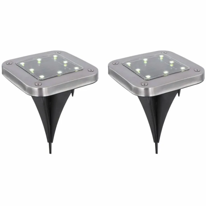 Luminaires Globo Lighting pieu de terre Globo SOLAR LED Acier inoxydable, 8 lumières