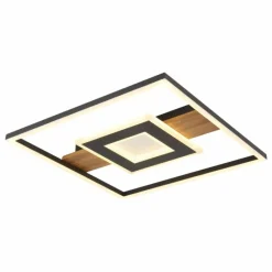 Lampes En Bois-Luminaires Globo Lighting Pikara Plafonnier LED Couleur bois, Noir, 1 lumière