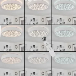 hofstein Plafonnier Agodim LED Blanc, 1 lumière, Télécommandes, Changeur de couleurs