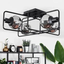 hofstein Plafonnier Agropoli Noir, 4 lumières