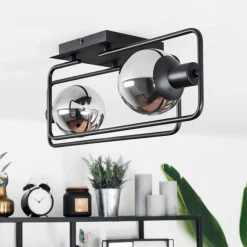 Suspension Verre Fumé-hofstein Plafonnier Agropoli Noir, 2 lumières