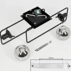 Suspension Verre Fumé-hofstein Plafonnier Agropoli Noir, 2 lumières