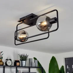 Suspension Verre Fumé-hofstein Plafonnier Agropoli Noir, 2 lumières
