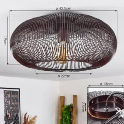 Lampes Vintages & Rétros-hofstein Plafonnier Agueda Cuivre, Nickel mat, Noir, 1 lumière