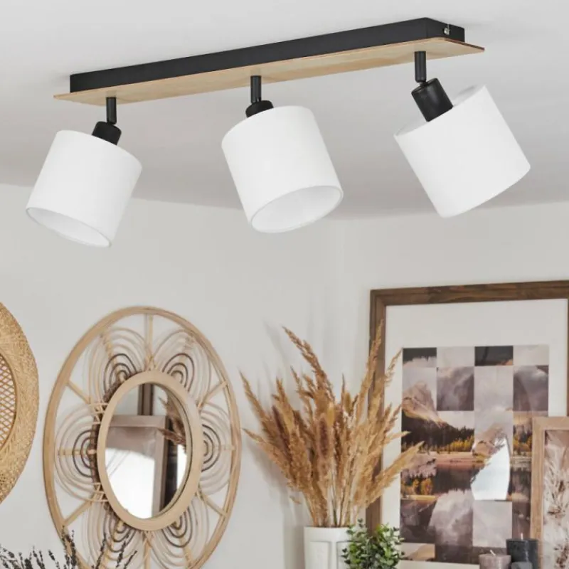 Lampes En Tissu-hofstein Plafonnier Alsen Bois clair, Noir, 3 lumières