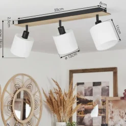 Lampes En Tissu-hofstein Plafonnier Alsen Bois clair, Noir, 3 lumières