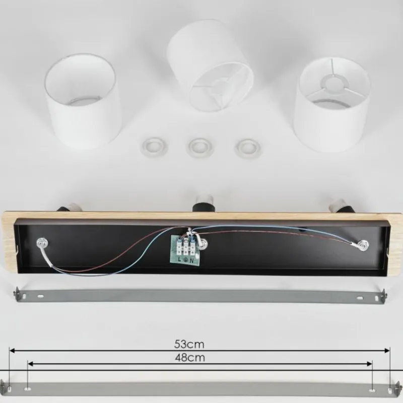 Lampes En Tissu-hofstein Plafonnier Alsen Bois clair, Noir, 3 lumières