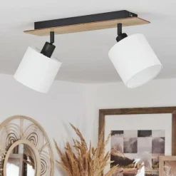 Lampes En Tissu-hofstein Plafonnier Alsen Bois clair, Noir, 2 lumières