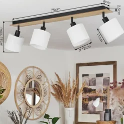 Lampes En Tissu-hofstein Plafonnier Alsen Bois clair, Noir, 4 lumières