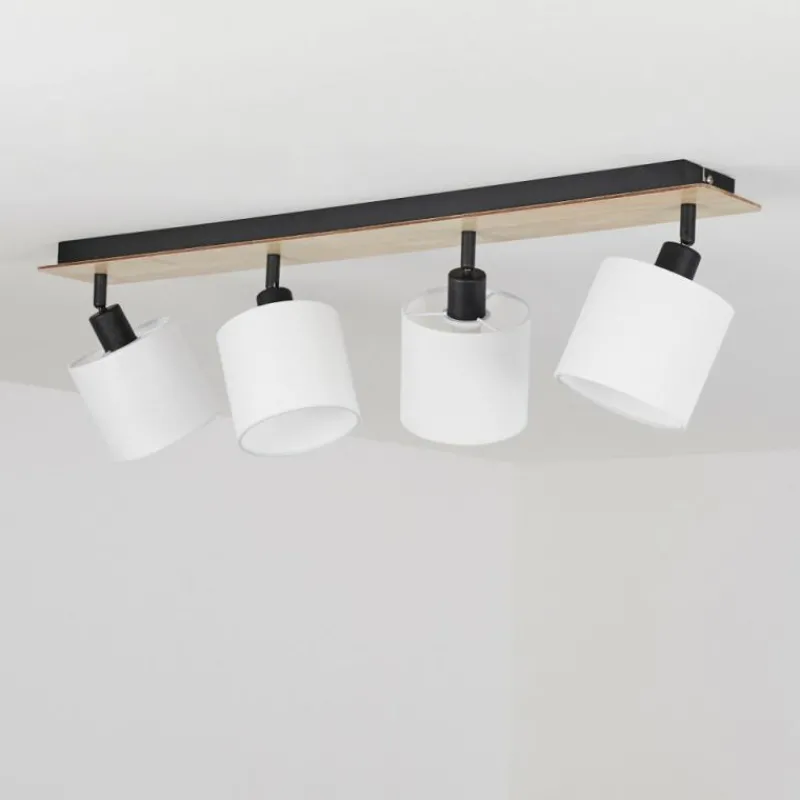 Lampes En Tissu-hofstein Plafonnier Alsen Bois clair, Noir, 4 lumières