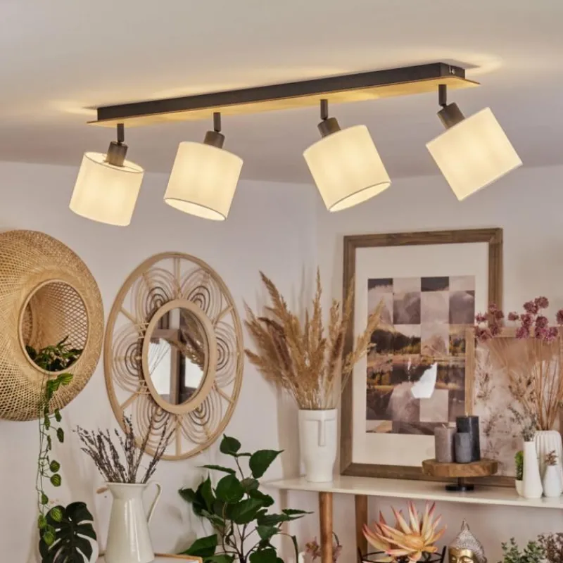 Lampes En Tissu-hofstein Plafonnier Alsen Bois clair, Noir, 4 lumières