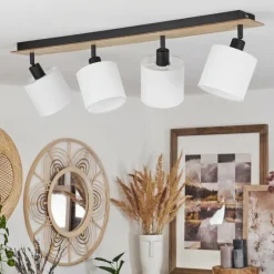 Lampes En Tissu-hofstein Plafonnier Alsen Bois clair, Noir, 4 lumières