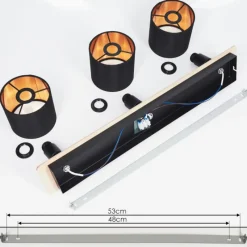 Lampes En Tissu-hofstein Plafonnier Alsen Bois clair, Noir, 3 lumières