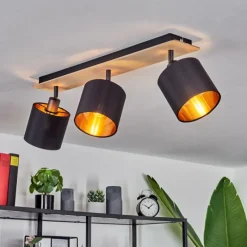 Lampes En Tissu-hofstein Plafonnier Alsen Bois clair, Noir, 3 lumières