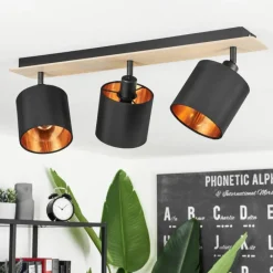 Lampes En Tissu-hofstein Plafonnier Alsen Bois clair, Noir, 3 lumières