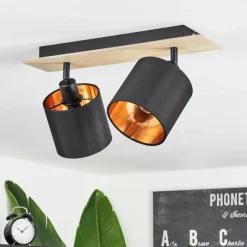 Lampes En Tissu-hofstein Plafonnier Alsen Bois clair, Noir, 2 lumières