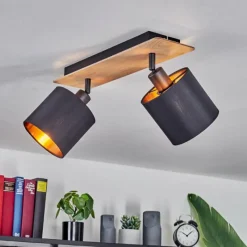 Lampes En Tissu-hofstein Plafonnier Alsen Bois clair, Noir, 2 lumières