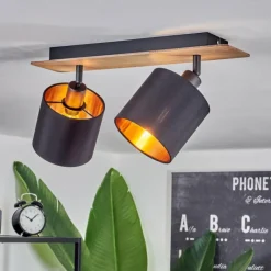 Lampes En Tissu-hofstein Plafonnier Alsen Bois clair, Noir, 2 lumières