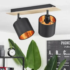 Lampes En Tissu-hofstein Plafonnier Alsen Bois clair, Noir, 2 lumières