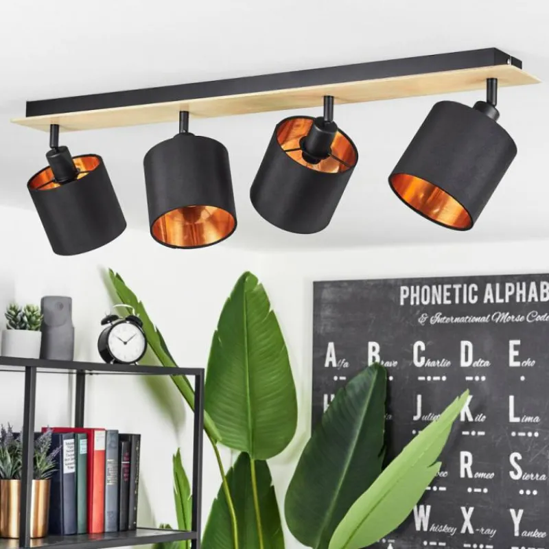 Lampes En Tissu-hofstein Plafonnier Alsen Bois clair, Noir, 4 lumières