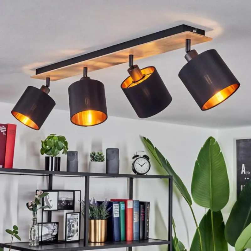 Lampes En Tissu-hofstein Plafonnier Alsen Bois clair, Noir, 4 lumières