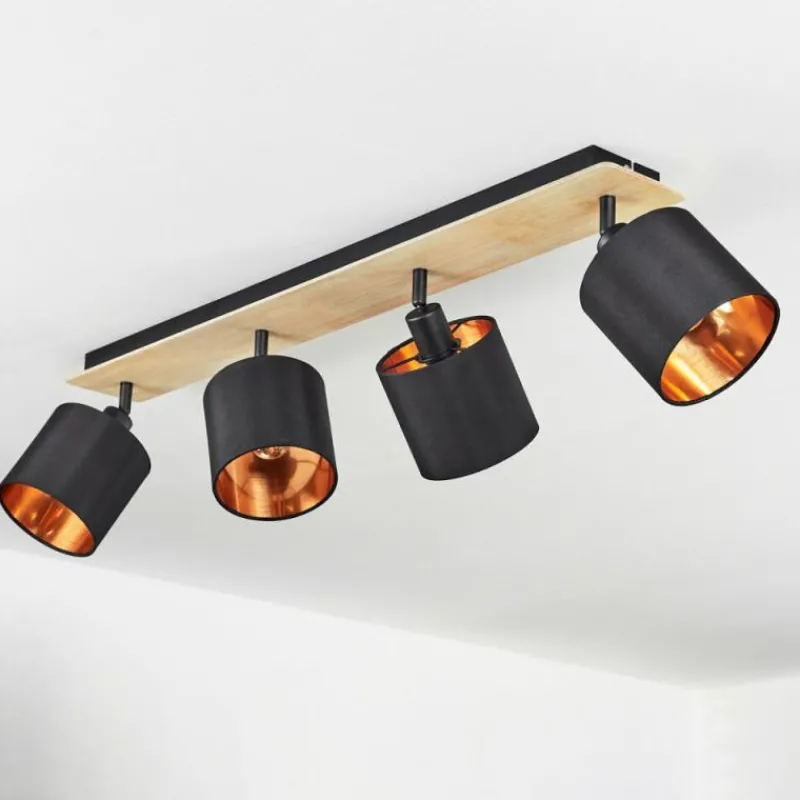 Lampes En Tissu-hofstein Plafonnier Alsen Bois clair, Noir, 4 lumières