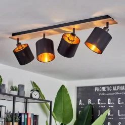 Lampes En Tissu-hofstein Plafonnier Alsen Bois clair, Noir, 4 lumières