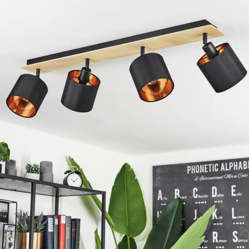 Lampes En Tissu-hofstein Plafonnier Alsen Bois clair, Noir, 4 lumières