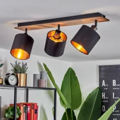 Lampes En Tissu-hofstein Plafonnier Alsen Bois foncé, Noir, 3 lumières