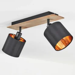 Lampes En Tissu-hofstein Plafonnier Alsen Bois foncé, Noir, 2 lumières