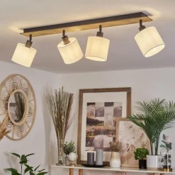 Lampes En Tissu-hofstein Plafonnier Alsen Bois foncé, Noir, 4 lumières