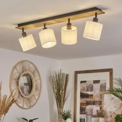 Lampes En Tissu-hofstein Plafonnier Alsen Bois foncé, Noir, 4 lumières