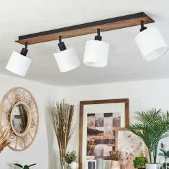 Lampes En Tissu-hofstein Plafonnier Alsen Bois foncé, Noir, 4 lumières