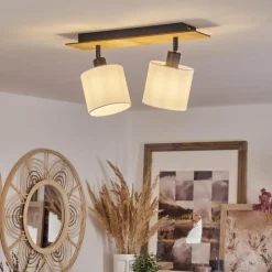 Lampes En Tissu-hofstein Plafonnier Alsen Écru, Noir, 2 lumières