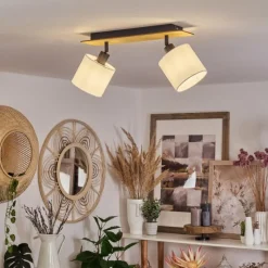 Lampes En Tissu-hofstein Plafonnier Alsen Écru, Noir, 2 lumières