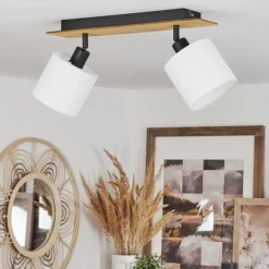 Lampes En Tissu-hofstein Plafonnier Alsen Écru, Noir, 2 lumières